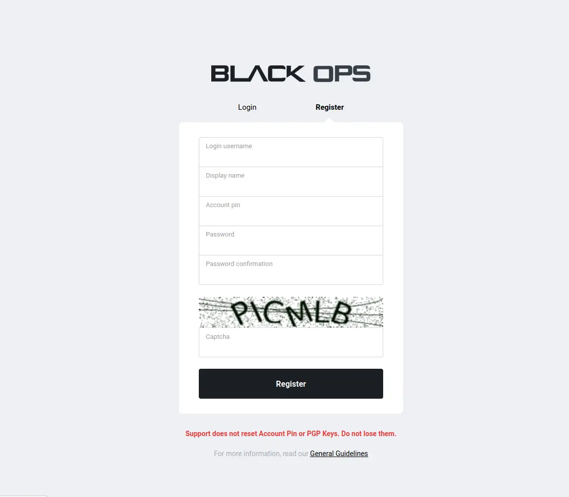 BlackOps Market Registration Form